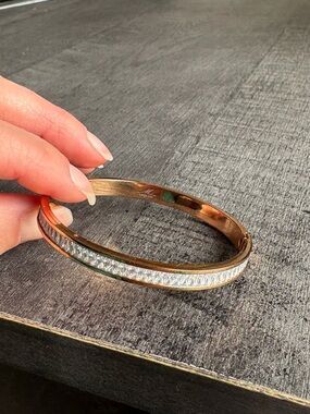 MIA s.steel Gold Crystal Bangle Bracelet